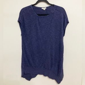 Eileen Fisher Linen Cotton Blend Knit Lagenlook Top in Navy Blue - Size M